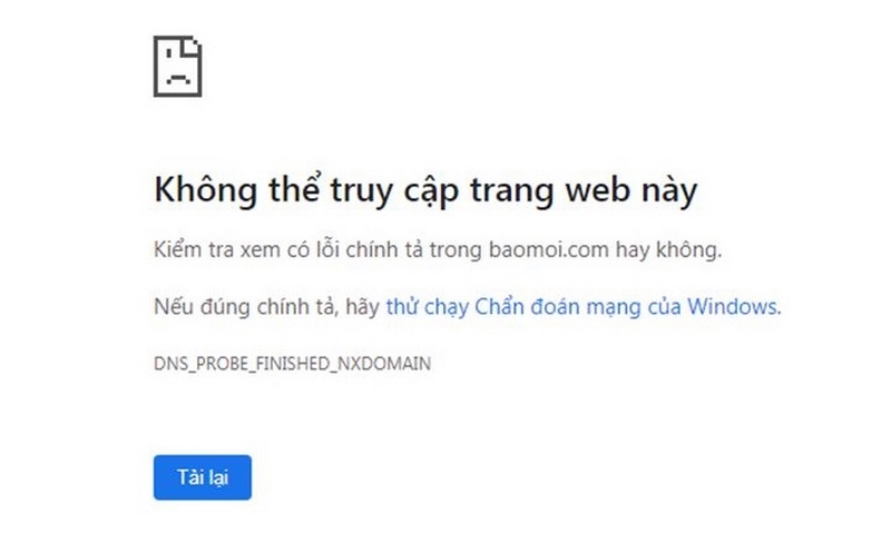 Lỗi “Không thể truy cập trang web này”