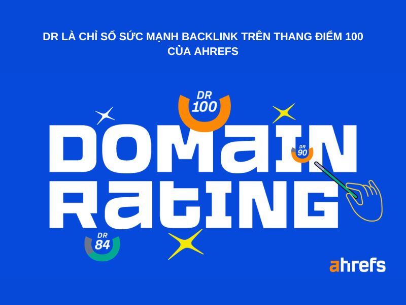 DR là chỉ số sức mạnh backlink trên thang điểm 100 của Ahrefs